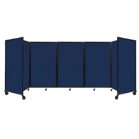 Versare Room Divider 360 Folding Portable Partition 14" x 5' Navy Blue Fabric 1160503